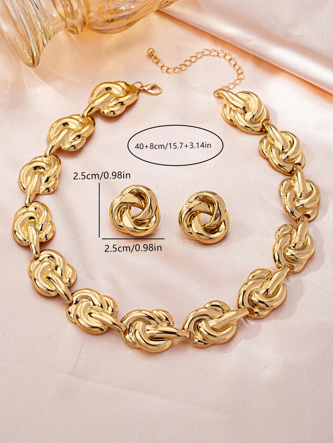 Luxury Gold Rose Designer Necklace and Earring Set
