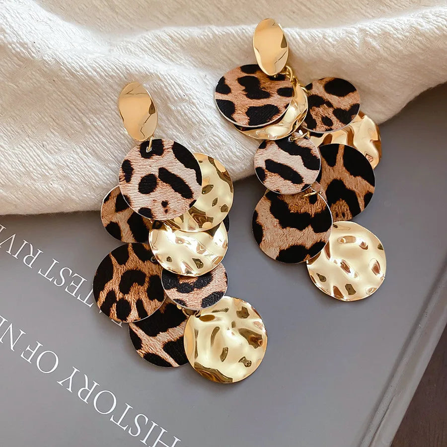 Women's Designer Leopard Long Tassel Dangle Earrings