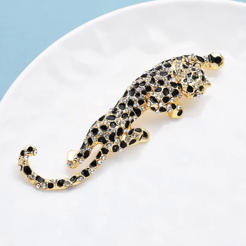 Climbing Leopard Brooch Pin