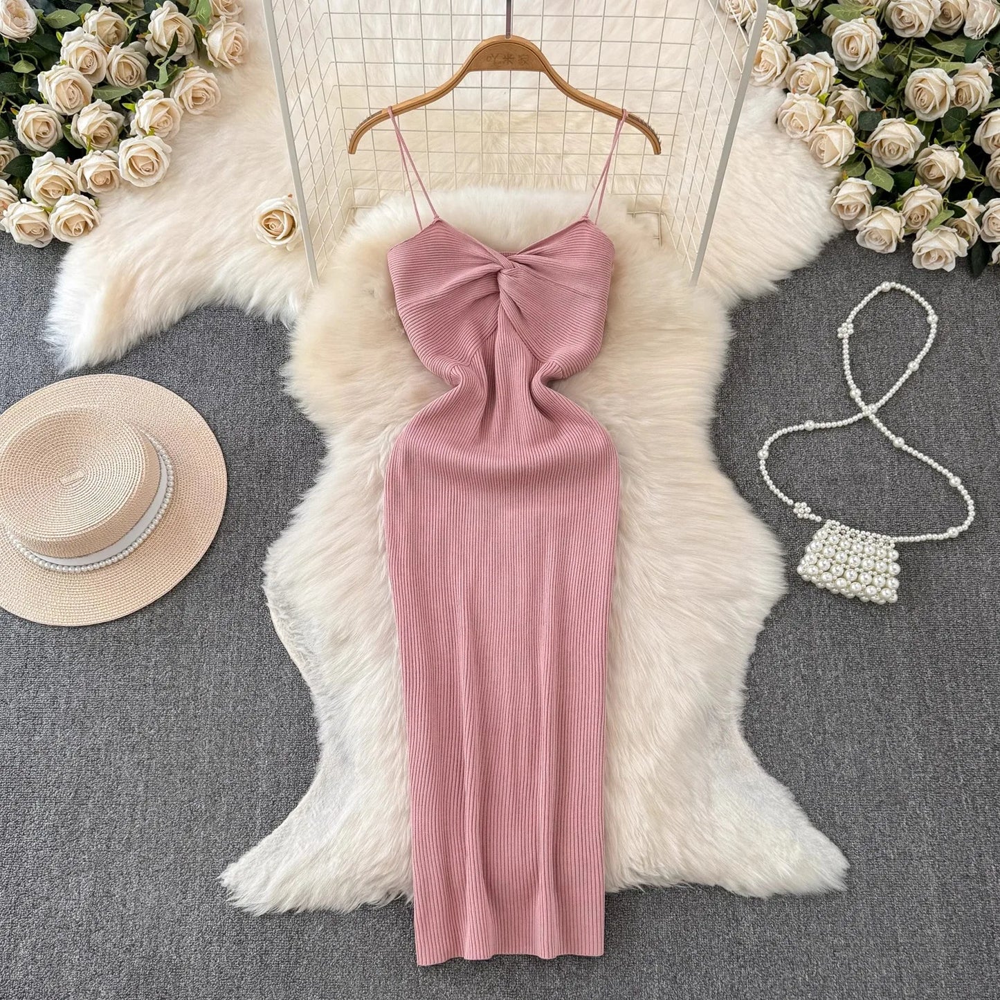 Knitting Knot Spaghetti Strap Camisole Dress
