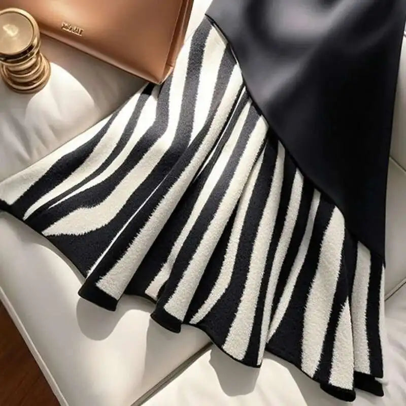 Irregular Designer Slim Waistband Striped Mermaid Skirt
