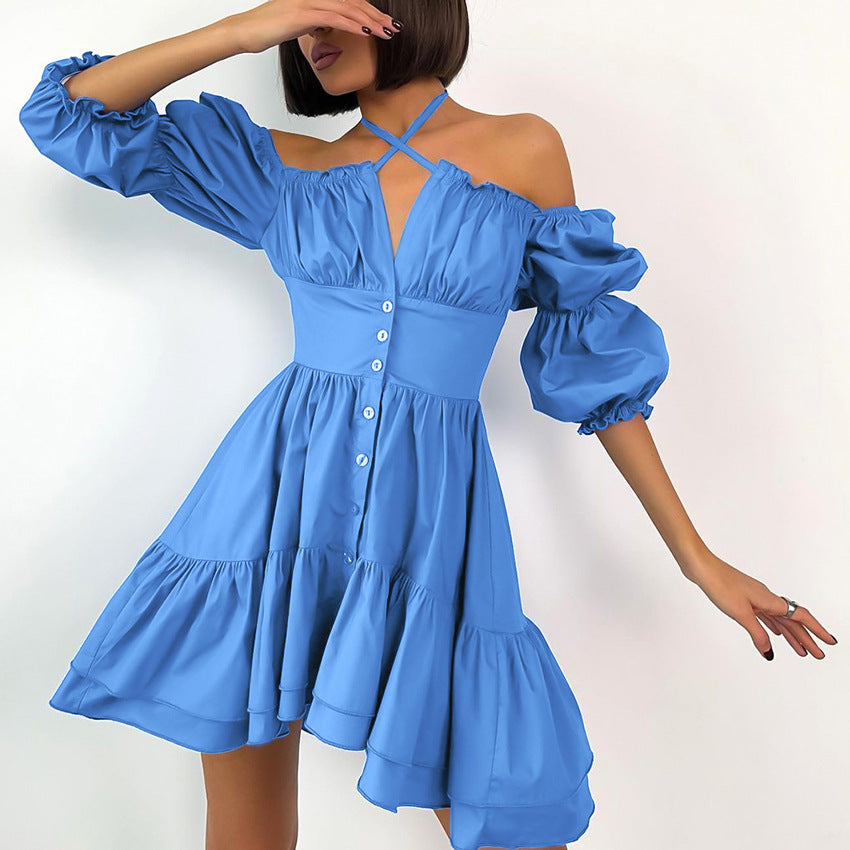 Versatile Square-Neck Puff Sleeve Dress