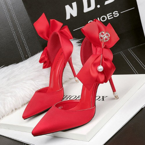 Bow-Tie Pointed High Heels