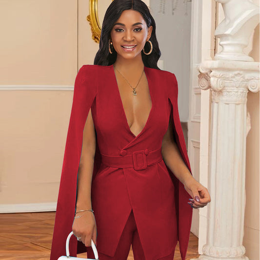 V-neck Flying Sleeve Crossover Suit Jacket