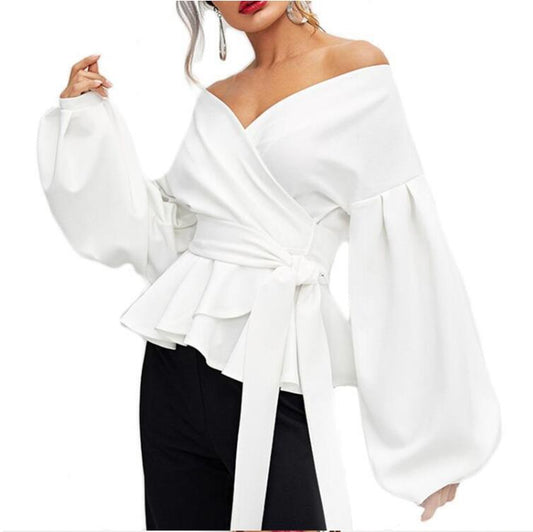 Women Off the Shoulder Bowknot Blouse