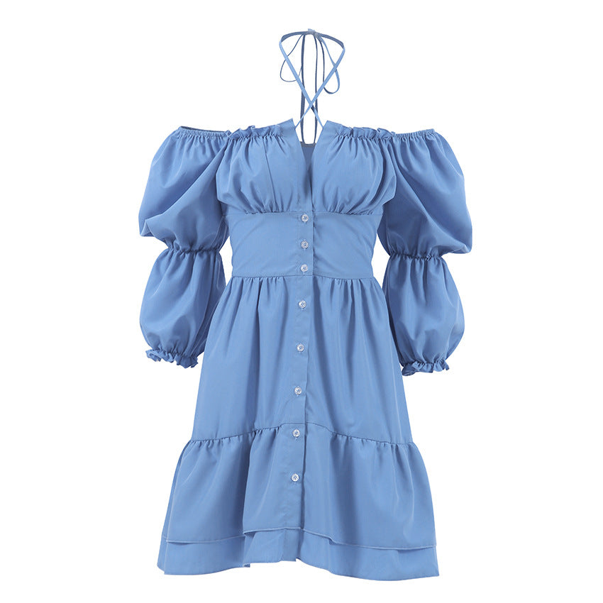 Versatile Square-Neck Puff Sleeve Dress