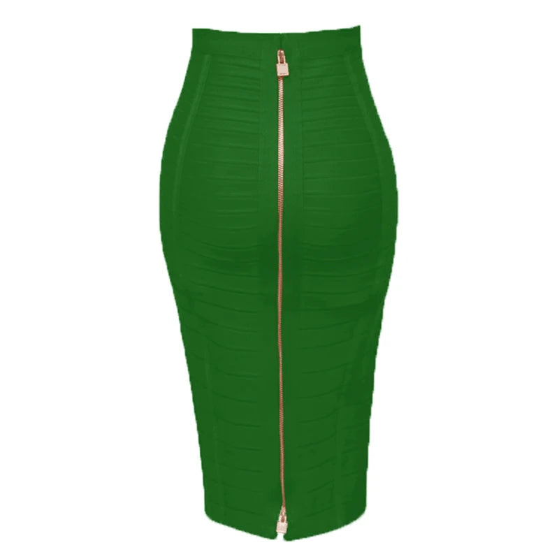 Sexy Solid Zipper Elastic BodyCon Pencil Skirts