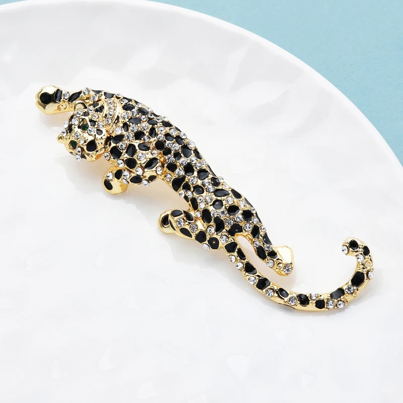 Climbing Leopard Brooch Pin