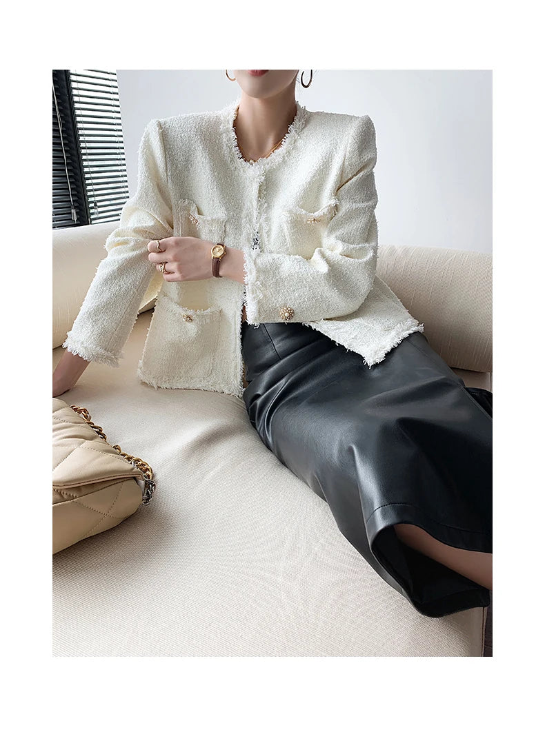 Women Soft Leather High Waist Long Straight Skirt