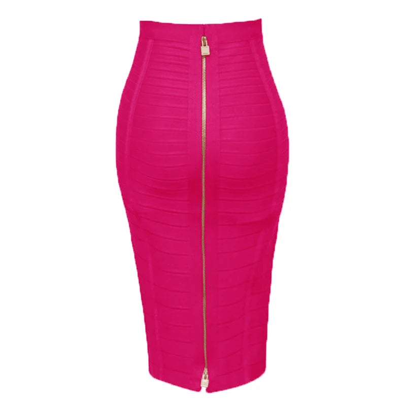 Sexy Solid Zipper Elastic BodyCon Pencil Skirts