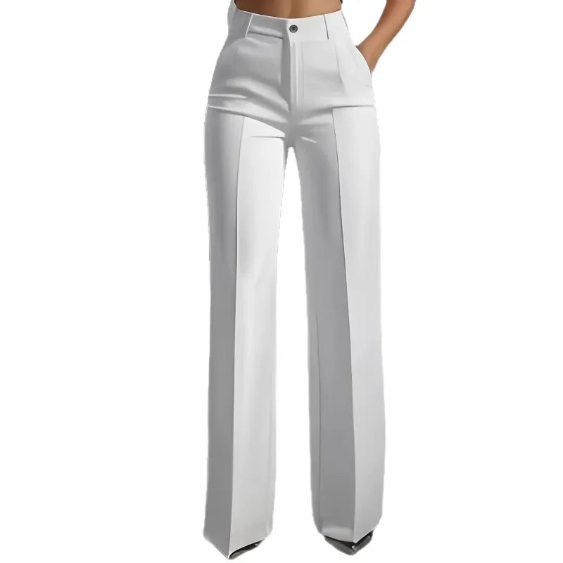 High Waist Pleated Straight Leg Pants For Women