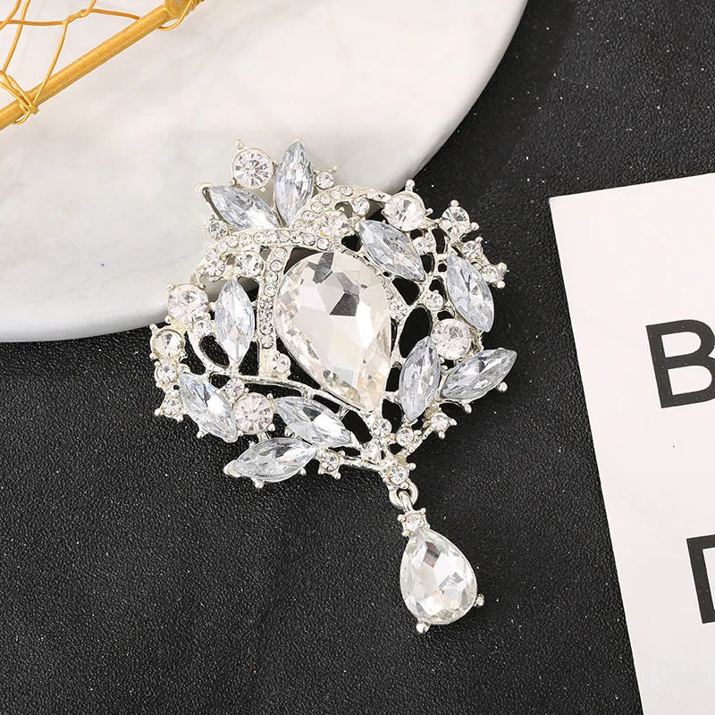 Luxury Rhinestone Designer Crystal Brooch Pin For Women