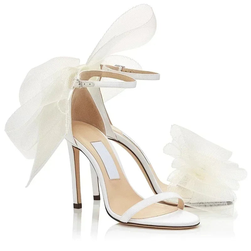 Luxe Ankle Strap Bowtie Open Toe High Heel Shoes