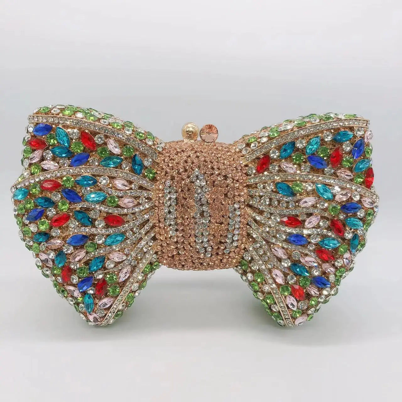 Women's Luxurious Jewel Embellished Bow Clutch Purse