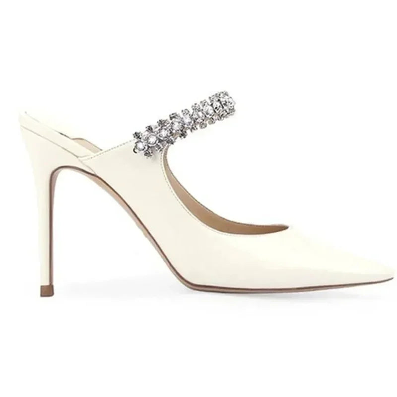 Sophisticated Rhinestone Pointed Toe Slip-in Heels