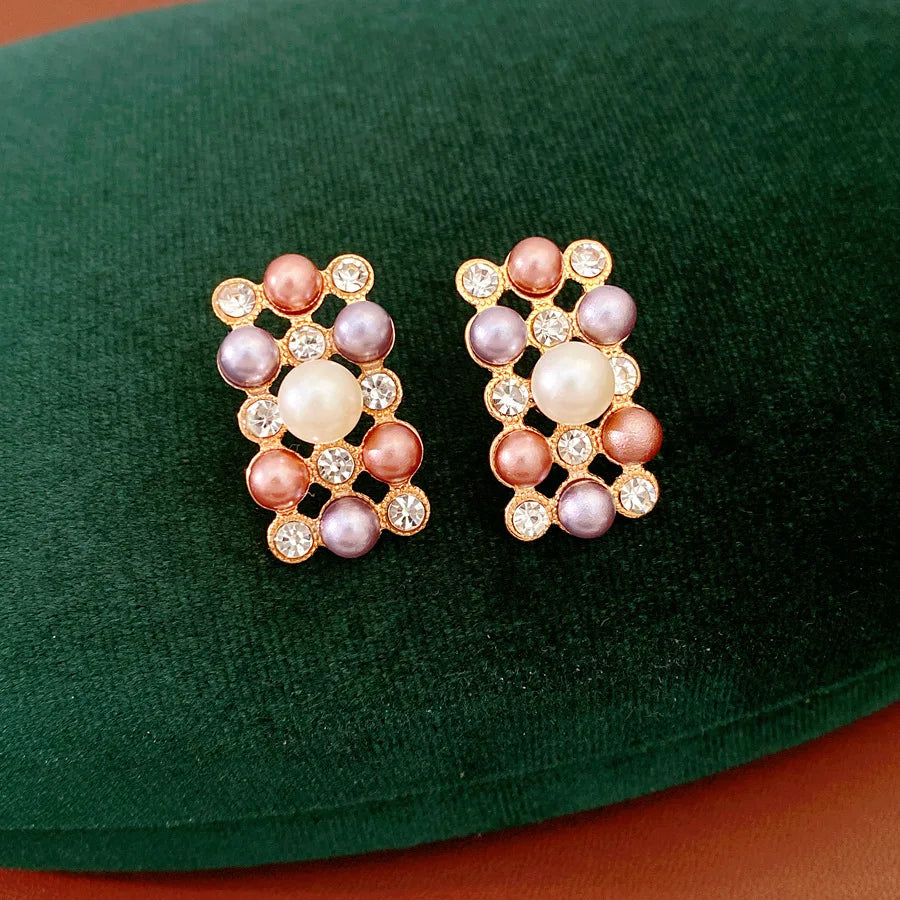 Vintage Pearl Rhinestone Choker Necklace and Earrings Set