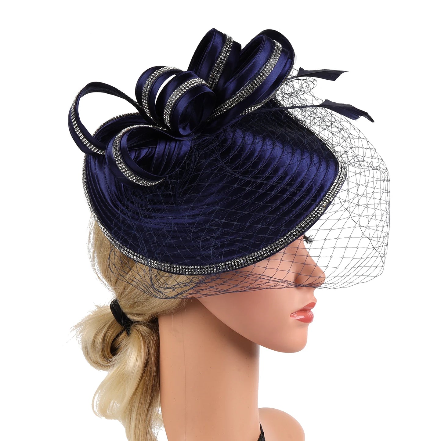 Elegant Women Derby Hats with Veil Headband