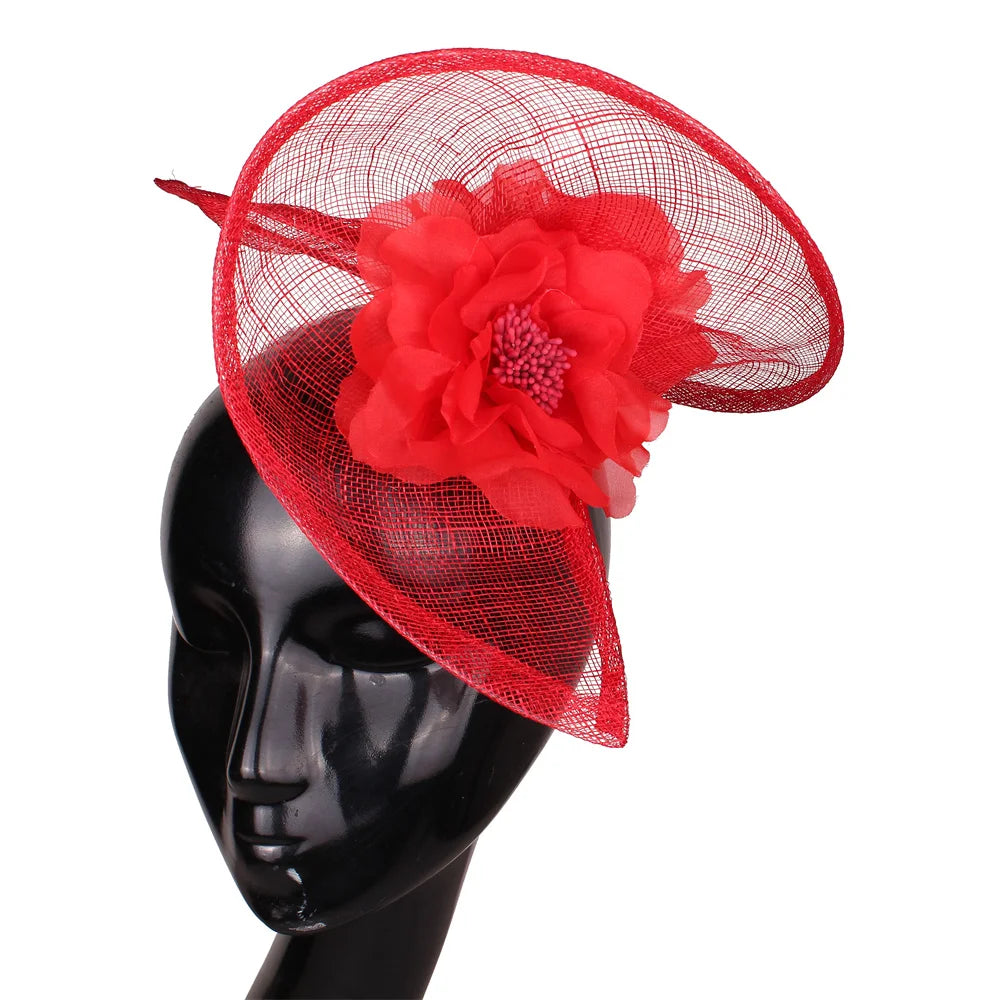 Women Flower Fedora Headpiece With Clips
