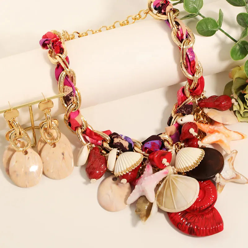 Trendy Vintage Stars & Sea Designer Earrings and Necklace Set