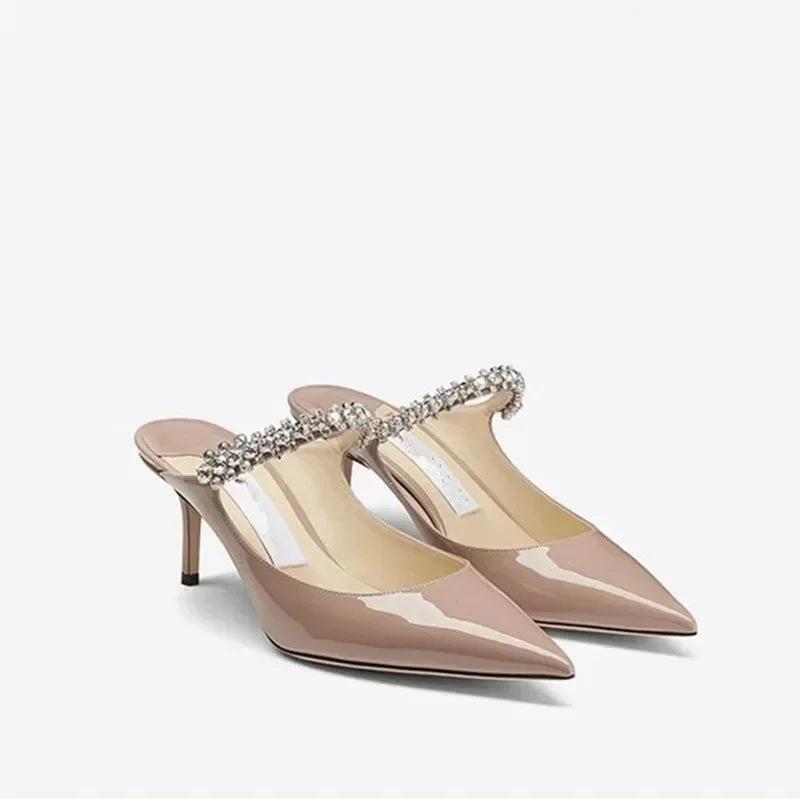 Sophisticated Rhinestone Pointed Toe Slip-in Heels