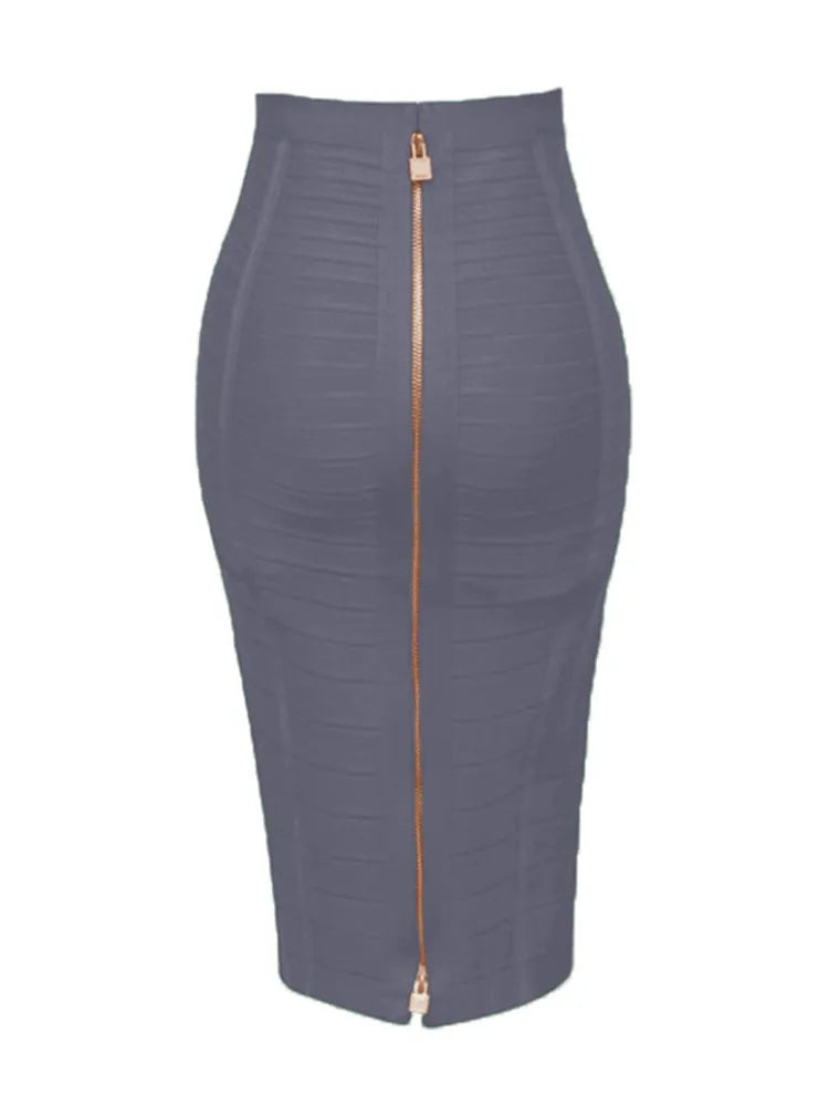 Sexy Solid Zipper Elastic BodyCon Pencil Skirts