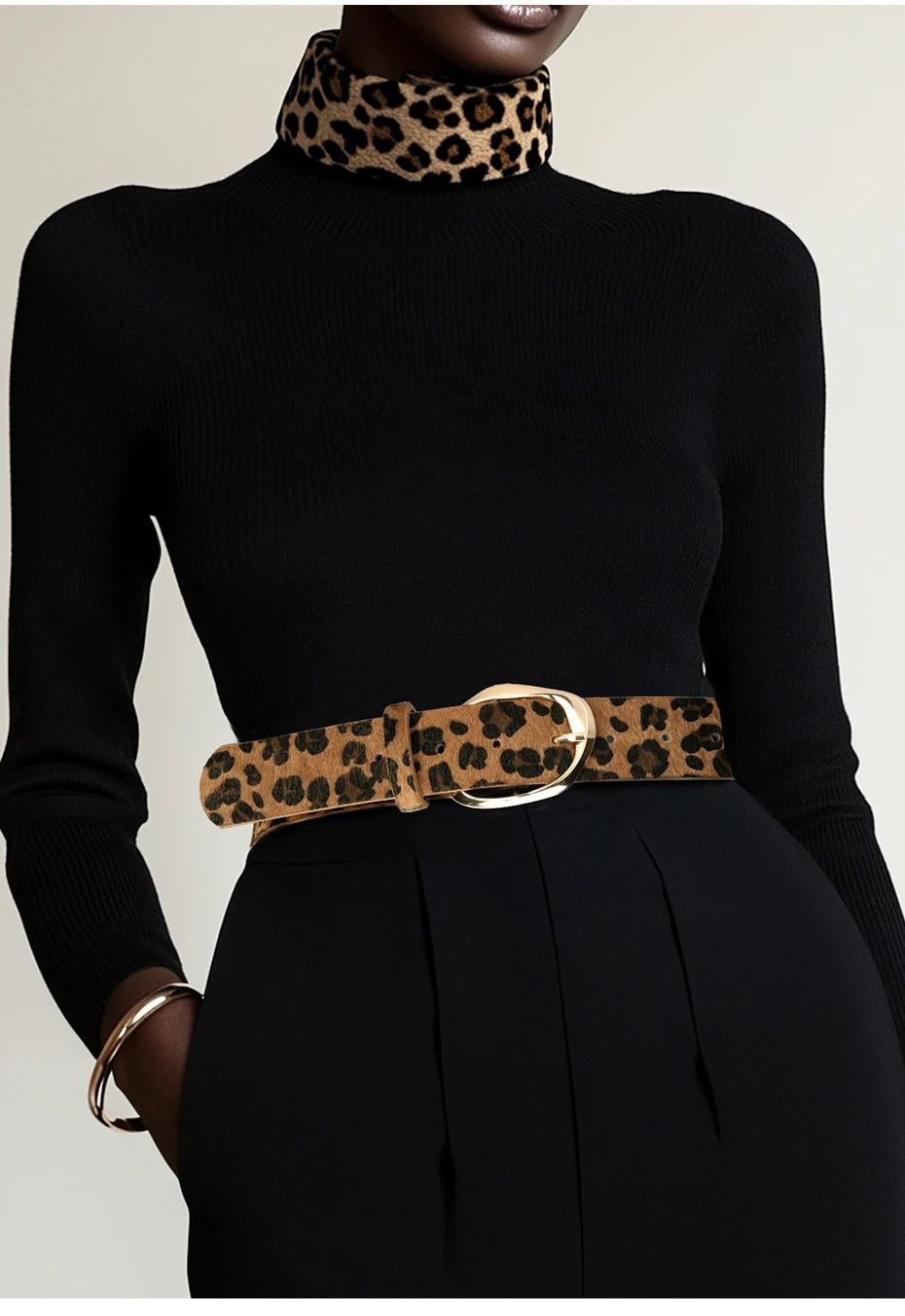 Women's Gold Leopard Irregular Pin Buckle Belt