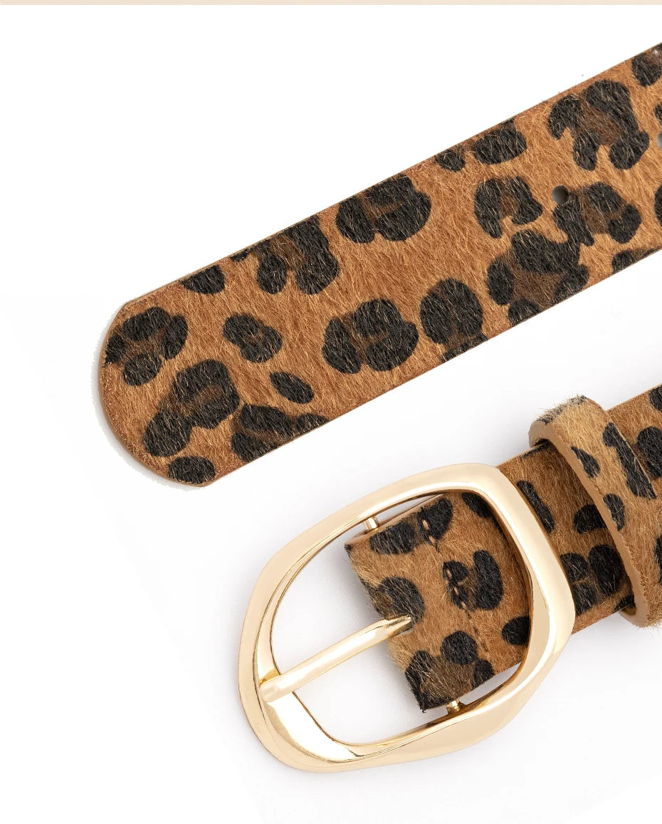 Women's Gold Leopard Irregular Pin Buckle Belt