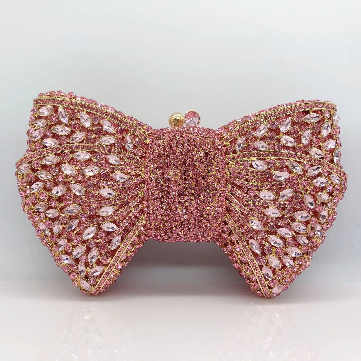 Women's Luxurious Jewel Embellished Bow Clutch Purse