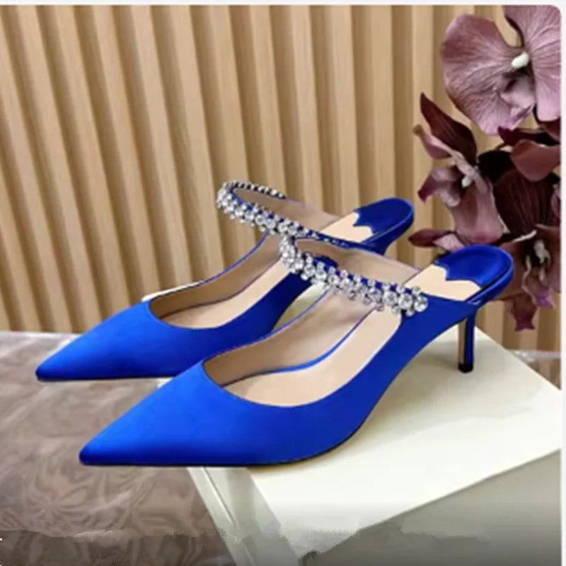 Sophisticated Rhinestone Pointed Toe Slip-in Heels