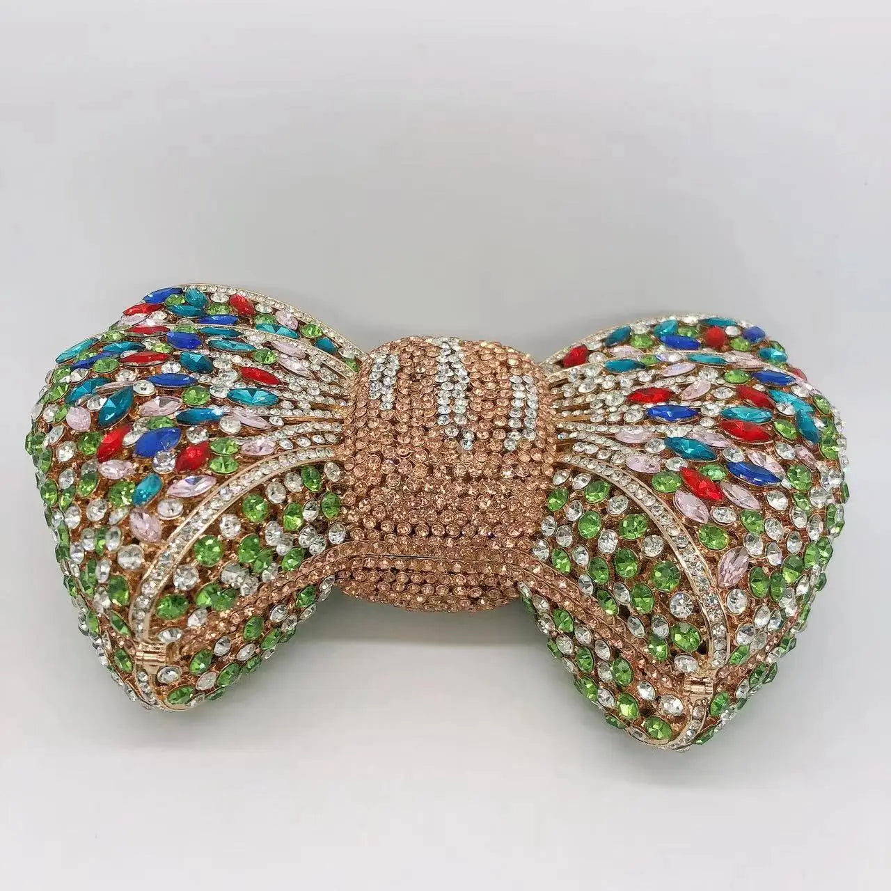 Women's Luxurious Jewel Embellished Bow Clutch Purse