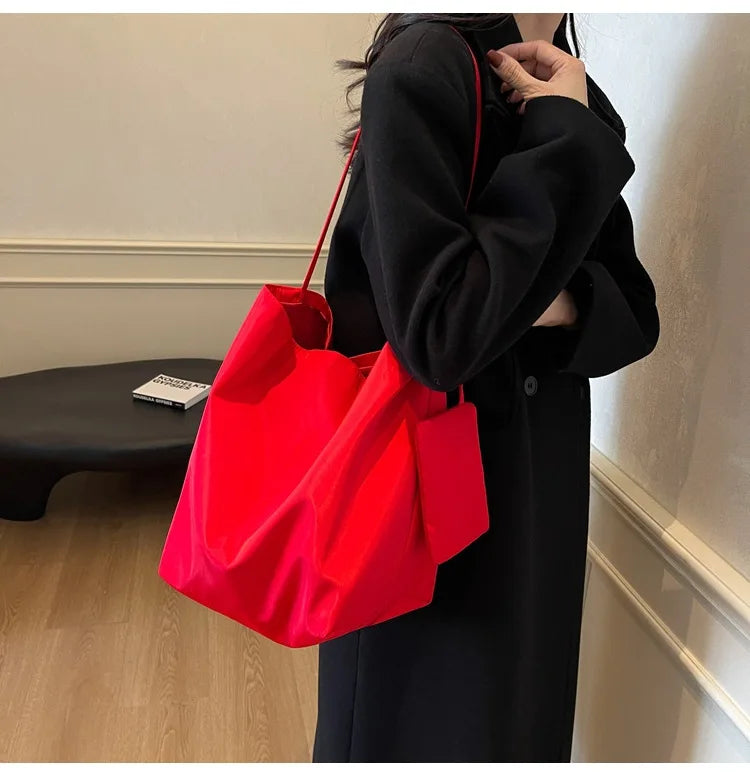 Bold and Chic Red Versatile Tote Shoulder Bag