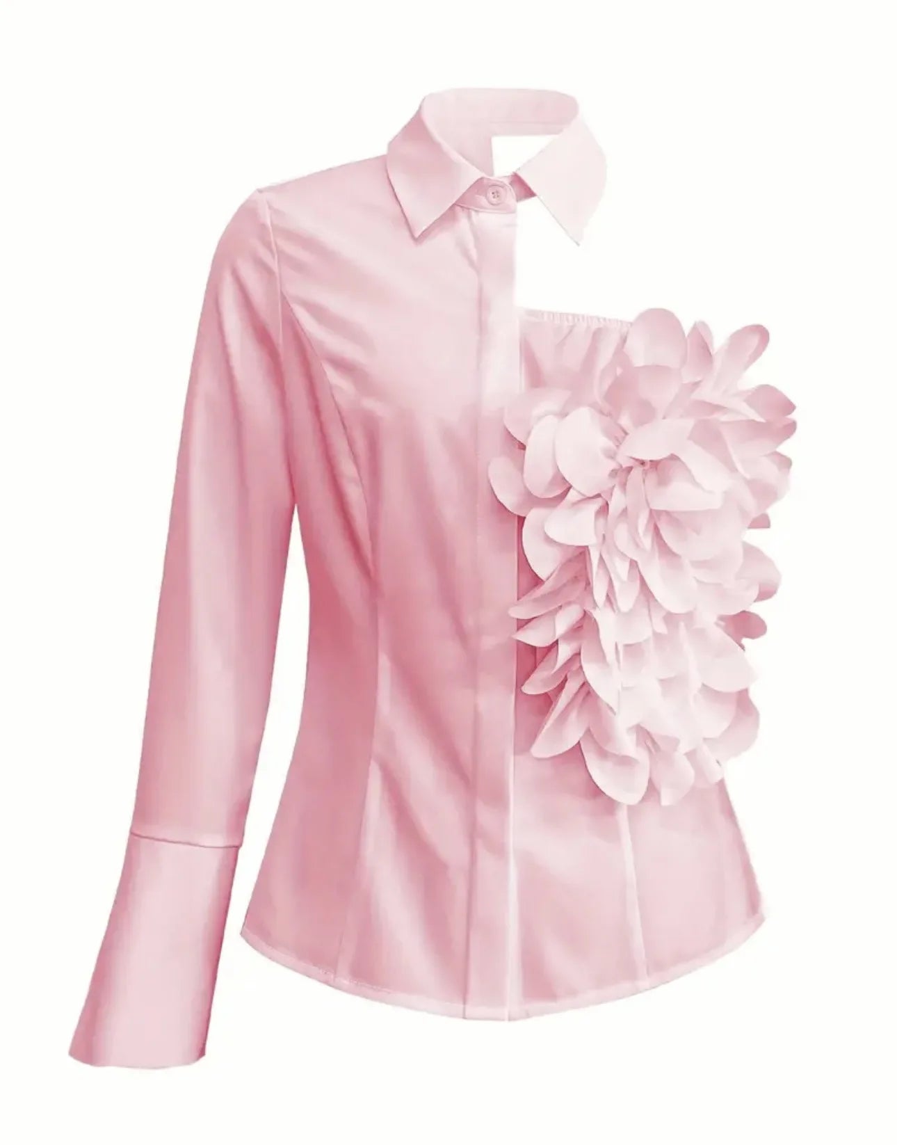 Floral Long Sleeve Lapel Collar Blouse