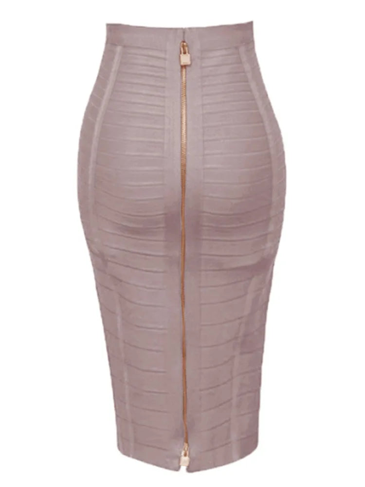 Sexy Solid Zipper Elastic BodyCon Pencil Skirts