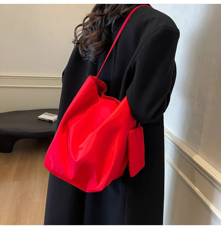 Bold and Chic Red Versatile Tote Shoulder Bag