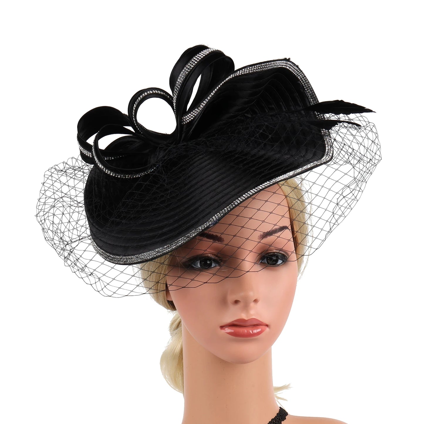 Elegant Women Derby Hats with Veil Headband