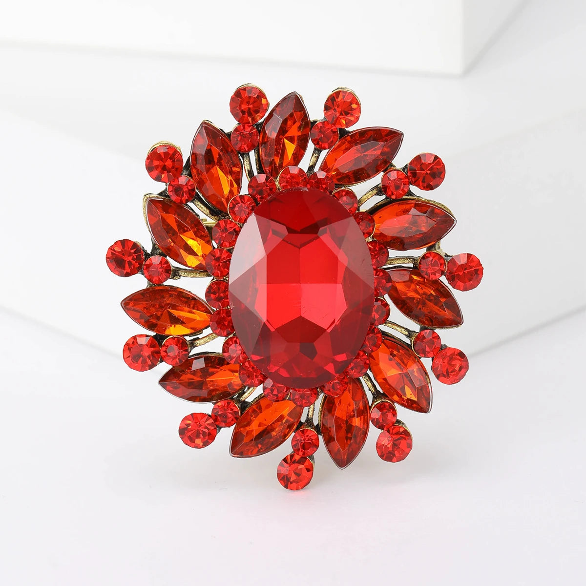 Colorful Rhinestone Flower Brooch for Women