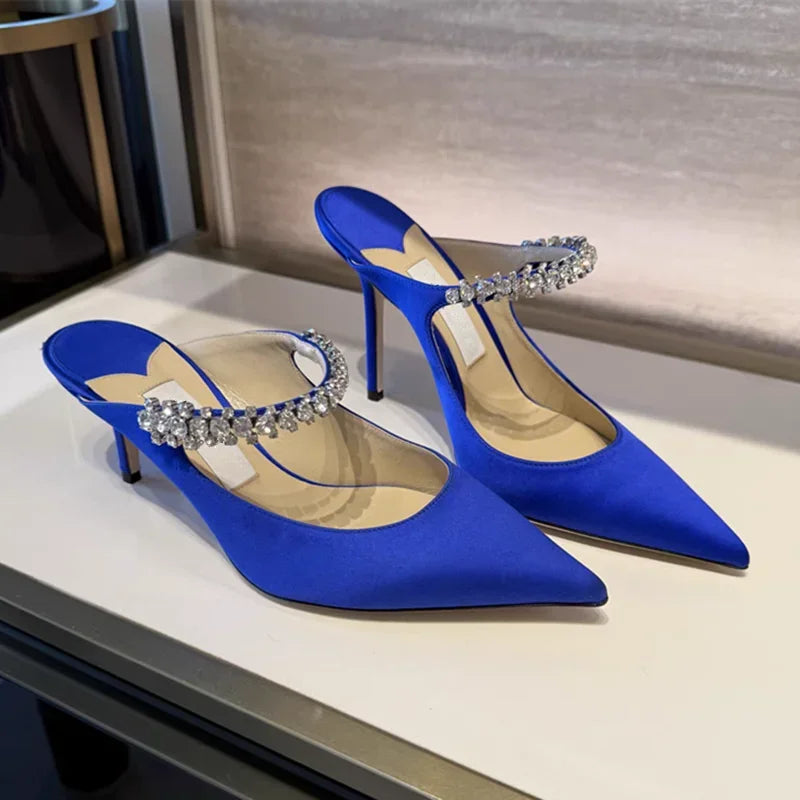 Sophisticated Rhinestone Pointed Toe Slip-in Heels