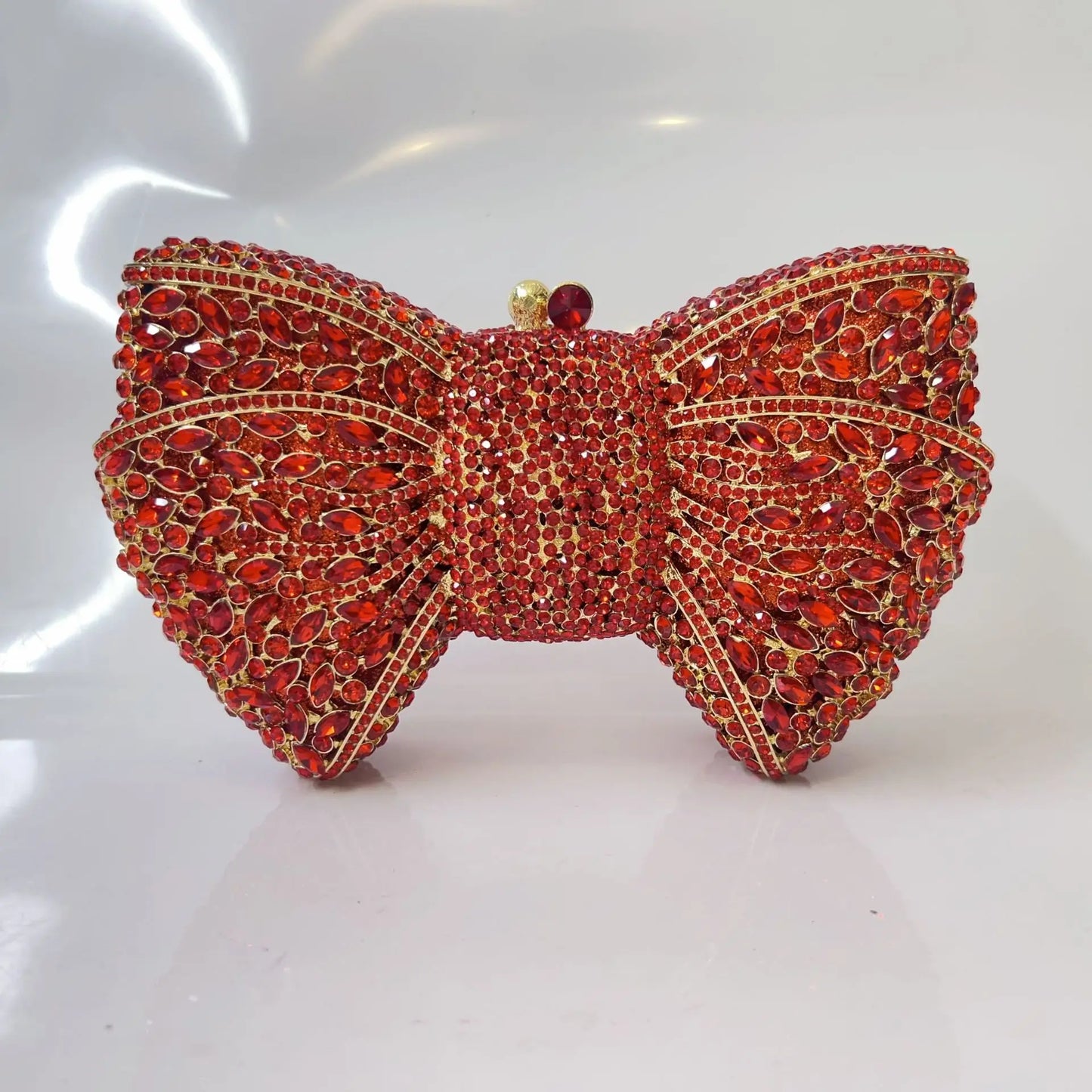 Women's Luxurious Jewel Embellished Bow Clutch Purse