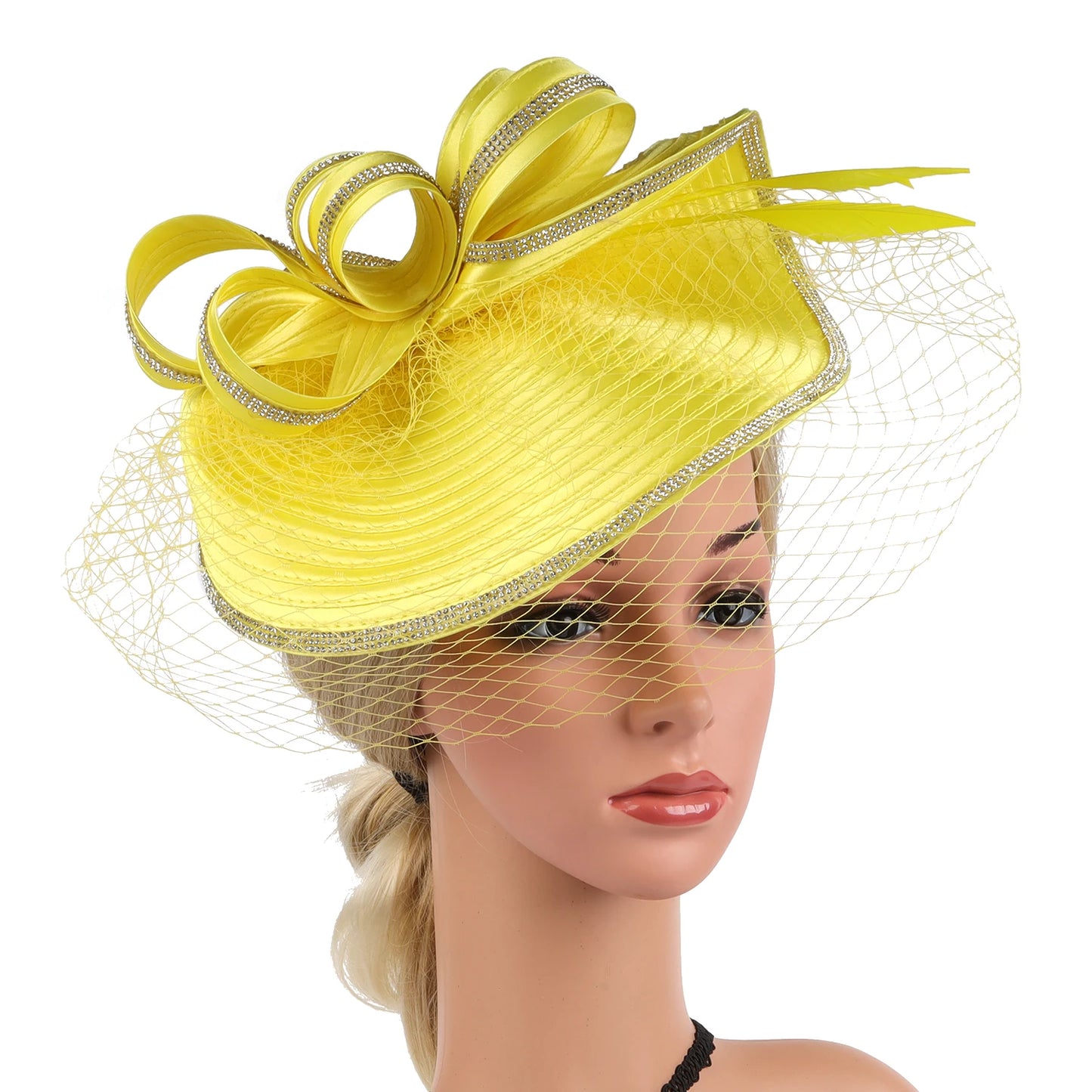Elegant Women Derby Hats with Veil Headband