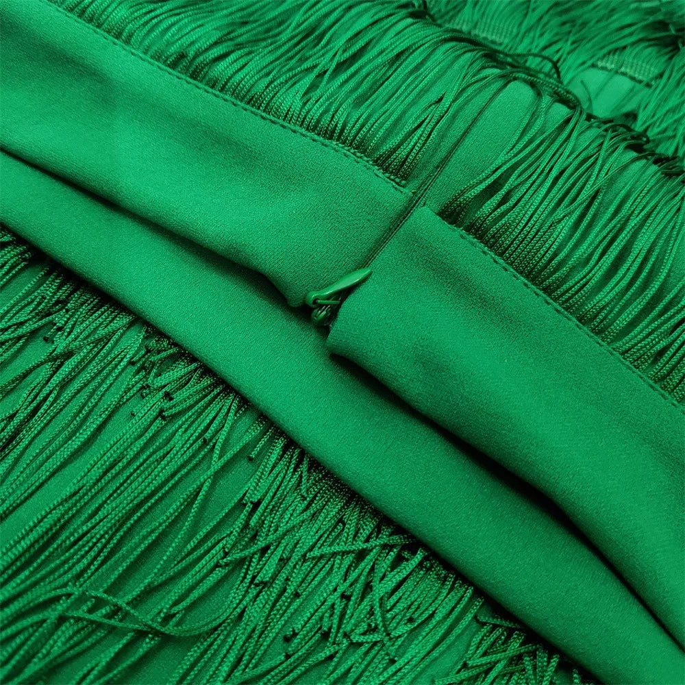 Women's Fringe Bodycon Tassel High Waist Stretch Midi Pencil Skirt