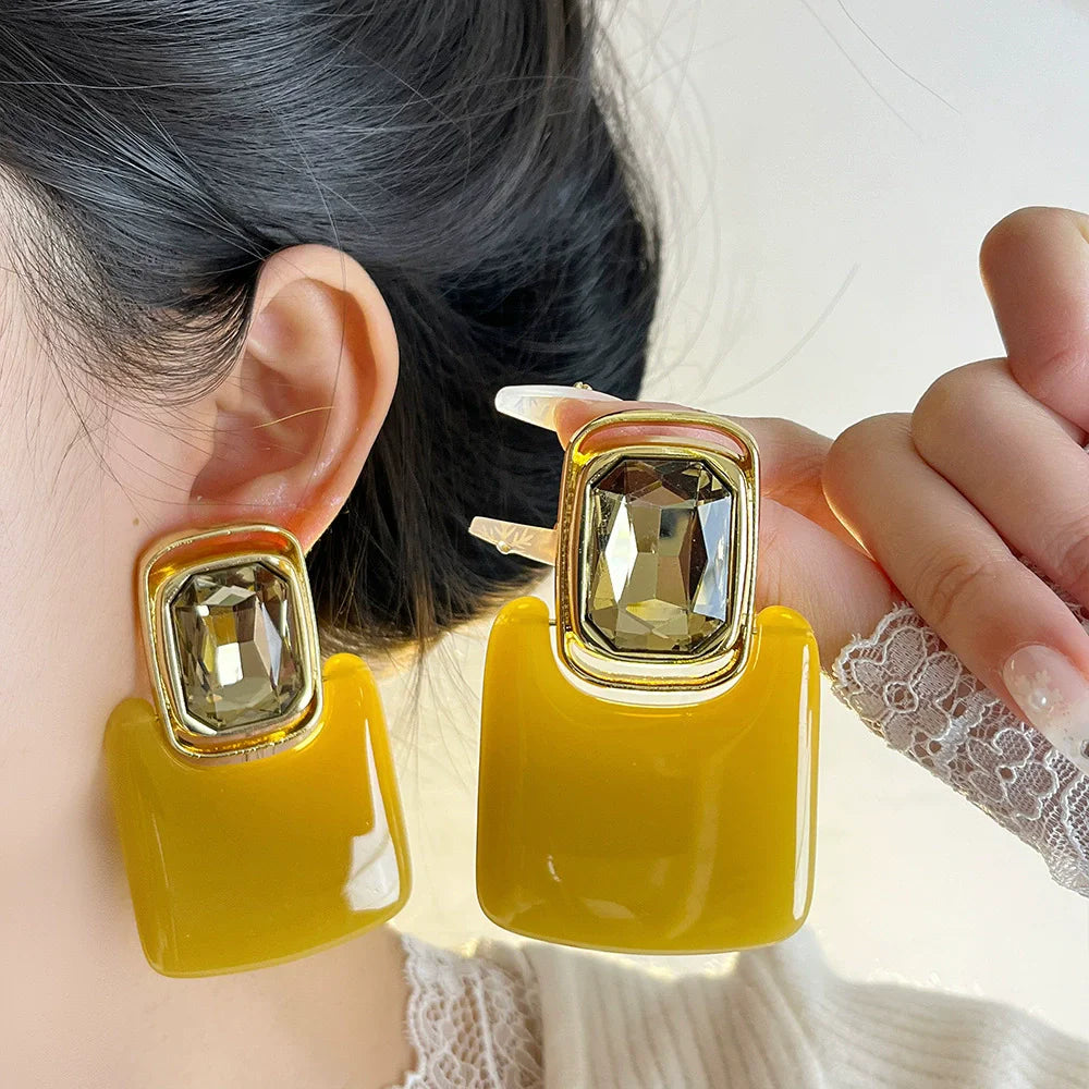 Retro Smooth Geometric Block Earrings