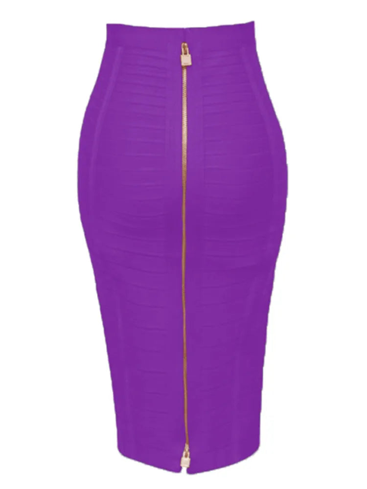 Sexy Solid Zipper Elastic BodyCon Pencil Skirts