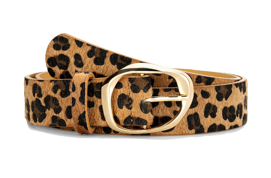 Women's Gold Leopard Irregular Pin Buckle Belt