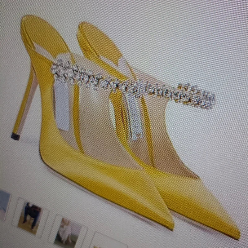 Sophisticated Rhinestone Pointed Toe Slip-in Heels