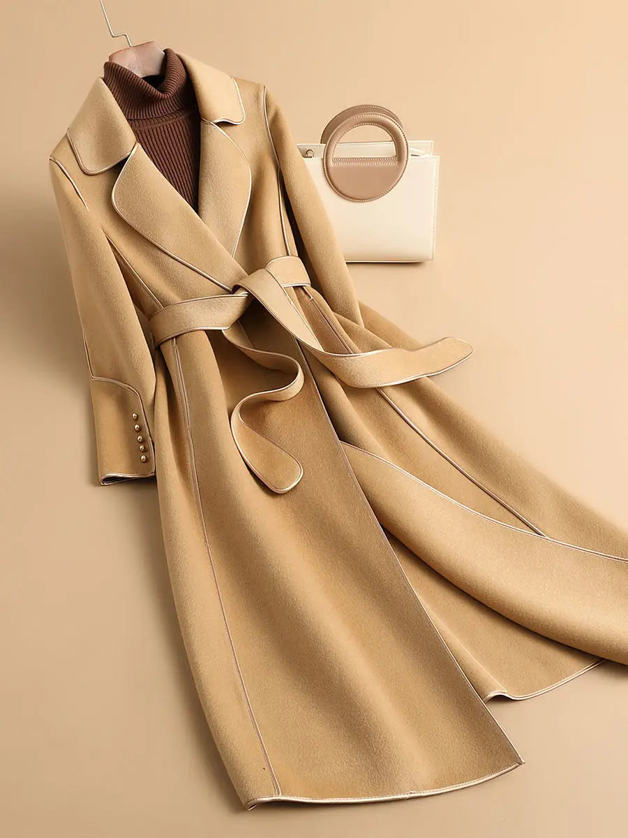 Women's Classy Double-Sided Cashmere Mid-Length Winter Overcoat w/ Pockets