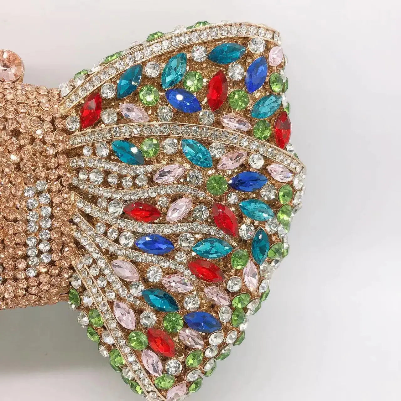 Women's Luxurious Jewel Embellished Bow Clutch Purse