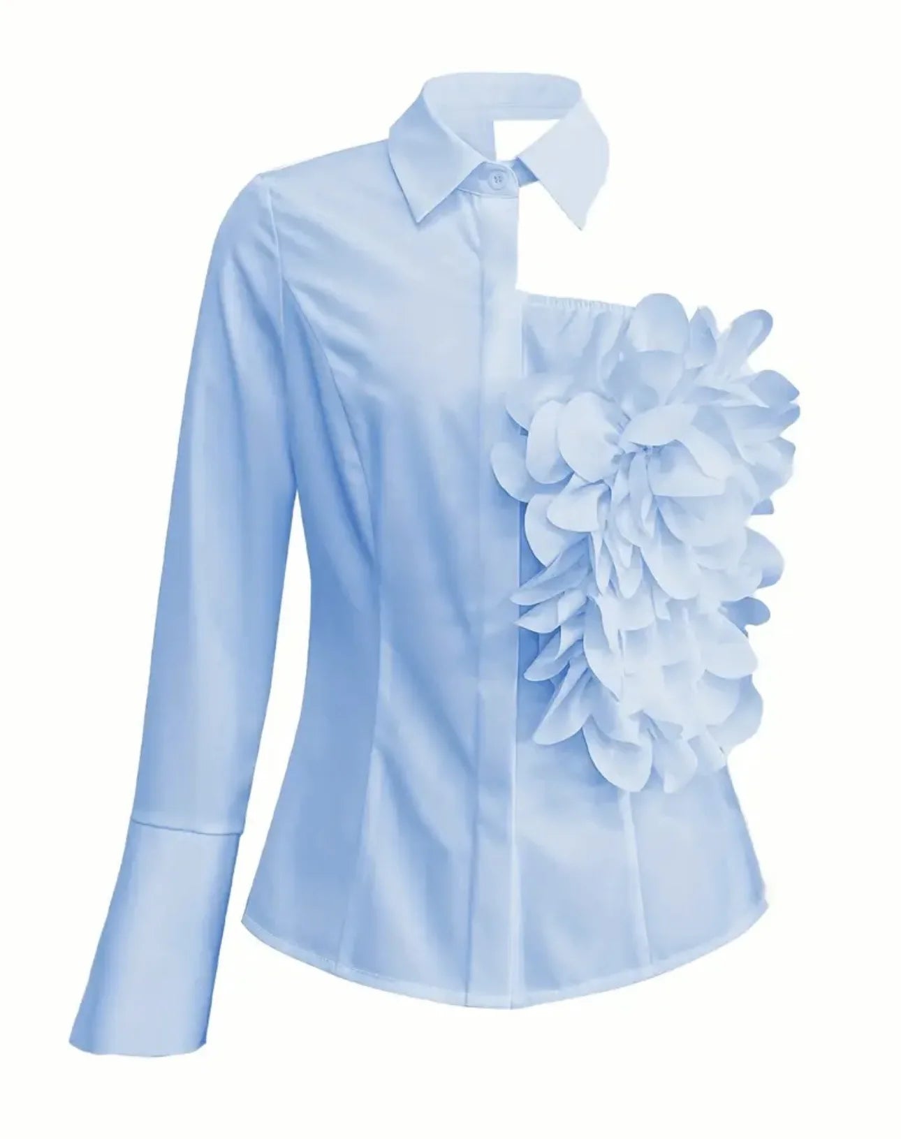 Floral Long Sleeve Lapel Collar Blouse