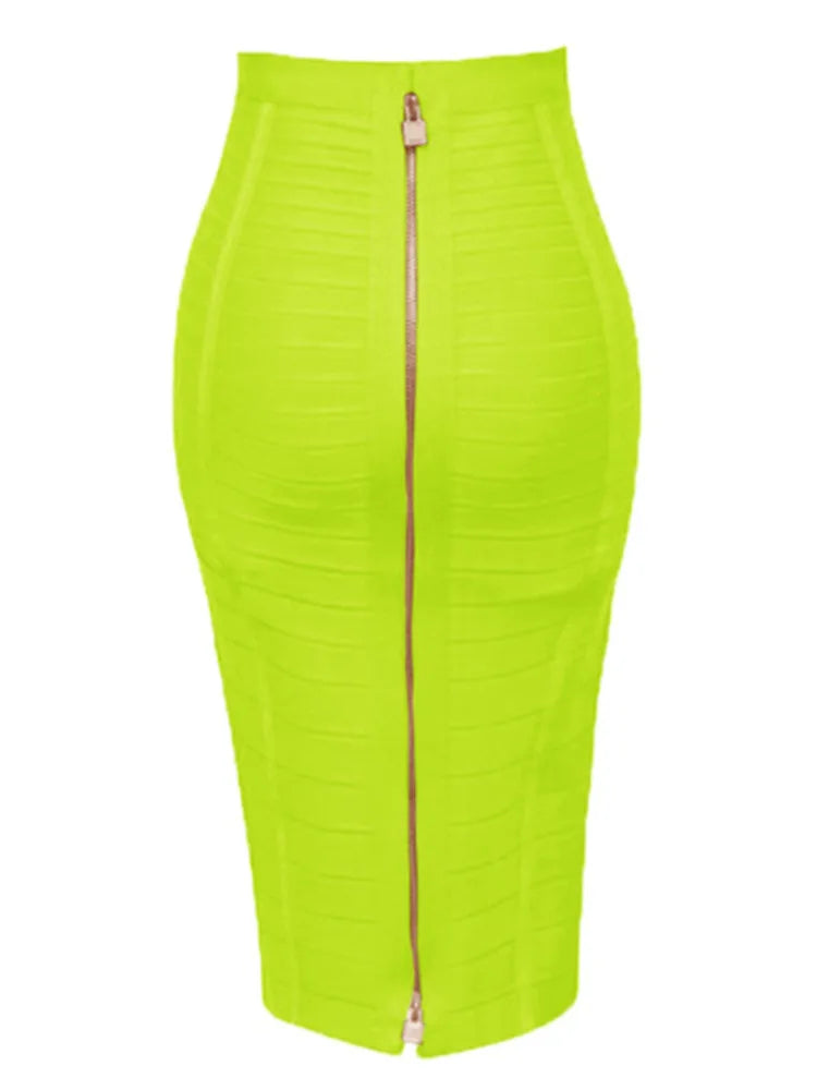 Sexy Solid Zipper Elastic BodyCon Pencil Skirts