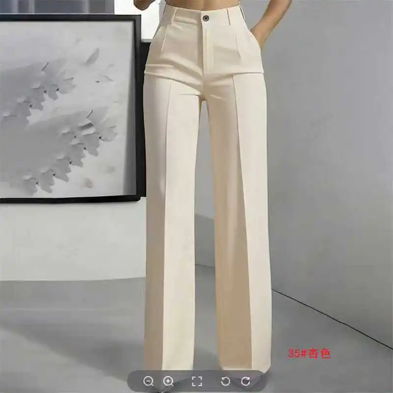 High Waist Pleated Straight Leg Pants For Women