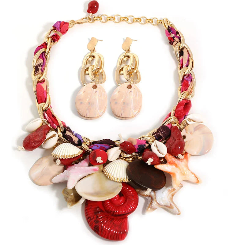 Trendy Vintage Stars & Sea Designer Earrings and Necklace Set